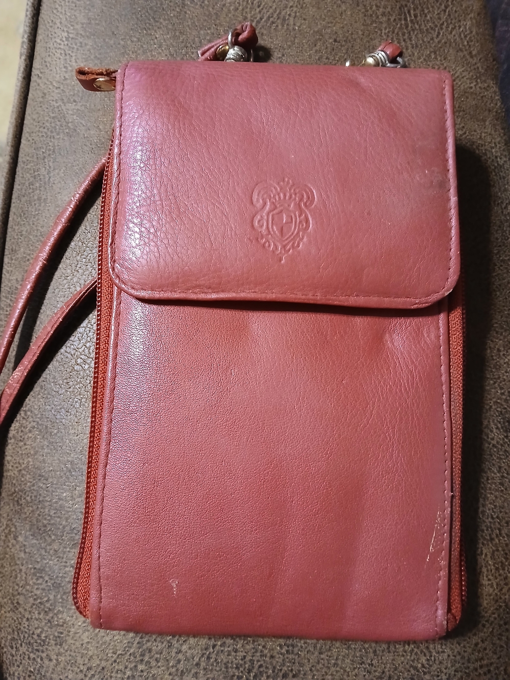 Vintage Pratesi Firenze Italian Leather- Crossbody Wallet & Phone Case